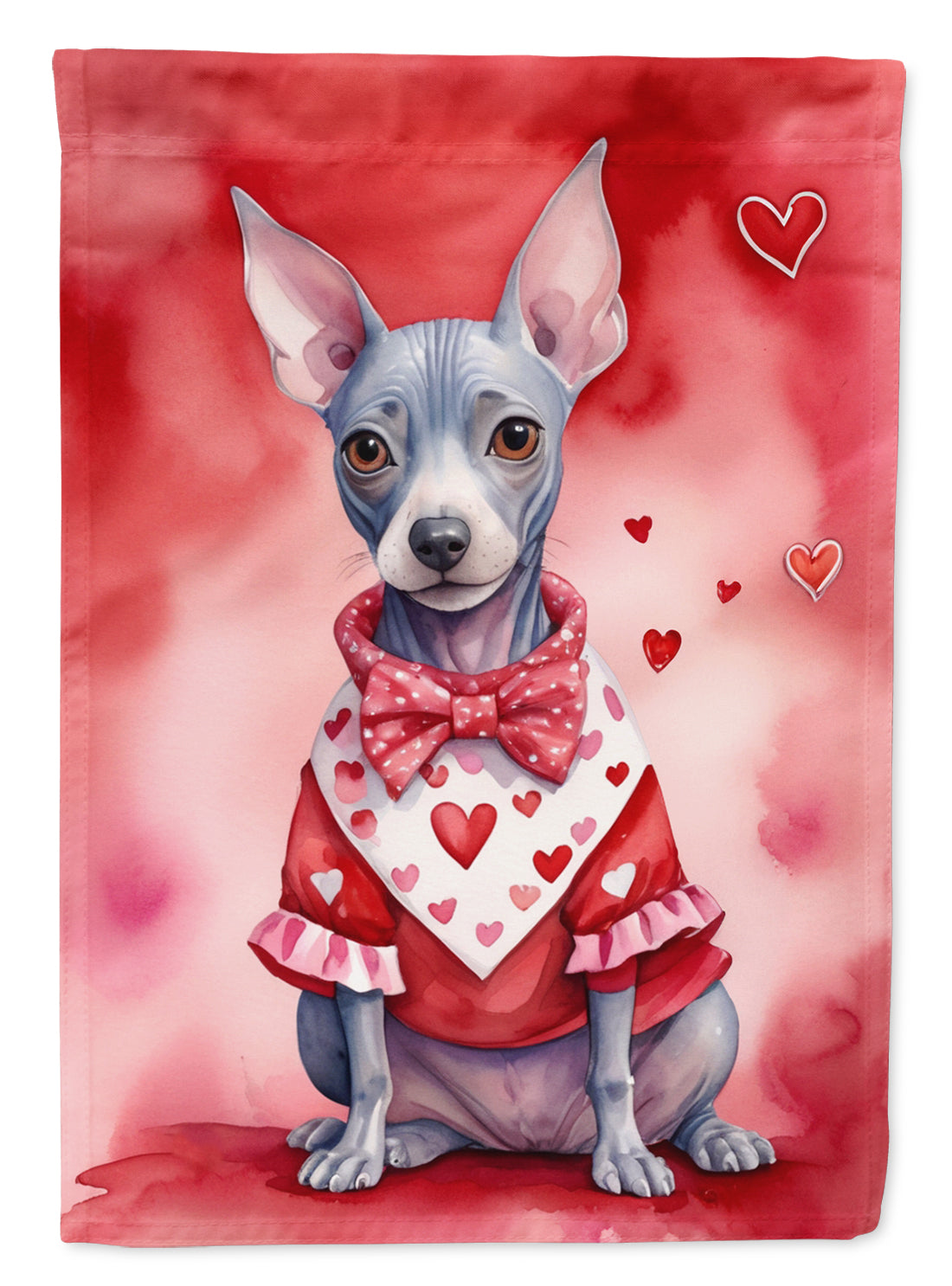 American Hairless Terrier My Valentine Garden Flag Mailbox Decorative Yard Banner Outside Patio Artwork for Flower Beds, Garden Size, Multicolor