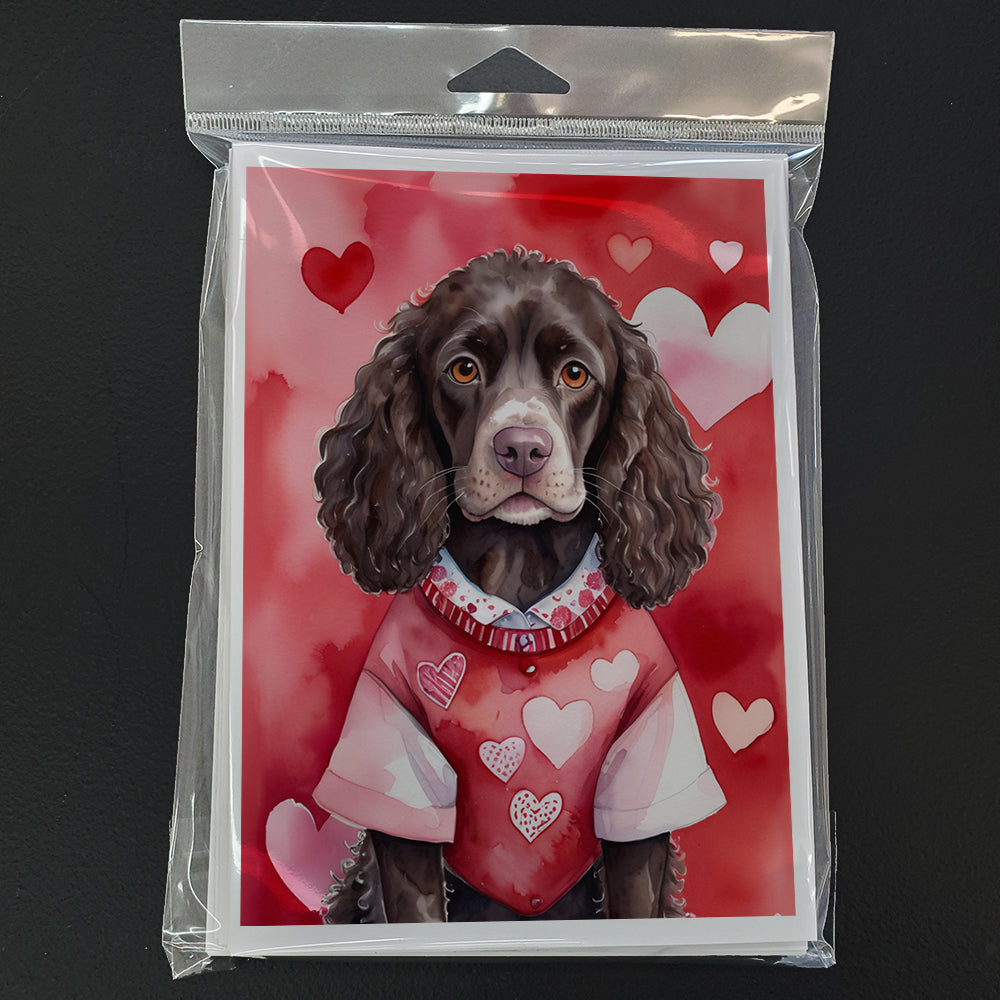American Water Spaniel My Valentine Greeting Cards Pack of 8 Blank Cards with Envelopes Whimsical A7 Size 5x7