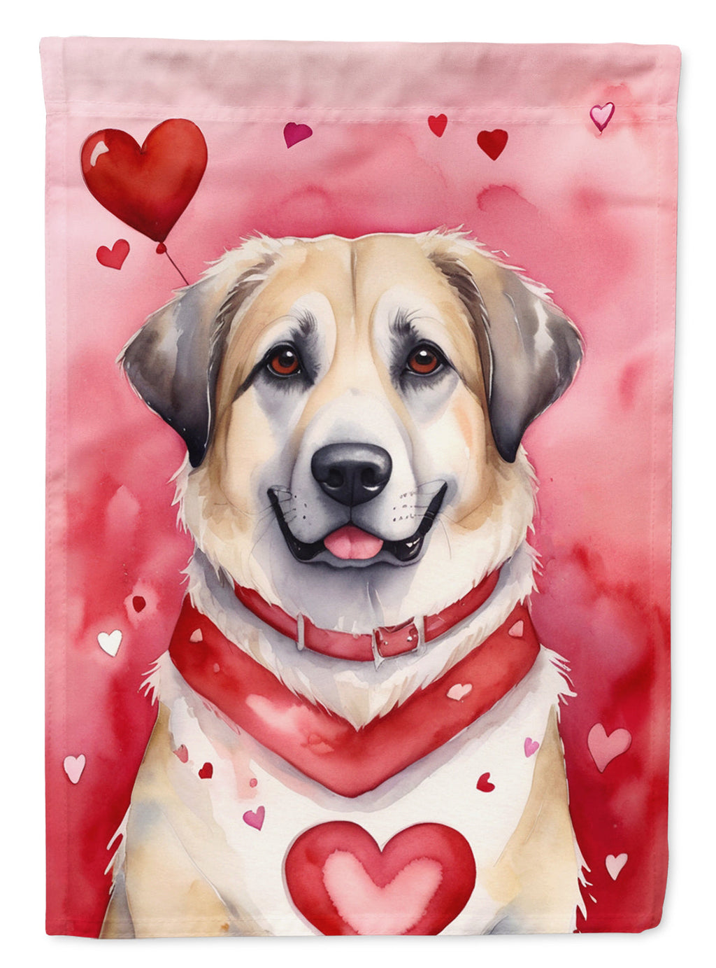 Anatolian Shepherd Dog My Valentine Garden Flag Mailbox Decorative Yard Banner Outside Patio Artwork for Flower Beds, Garden Size, Multicolor