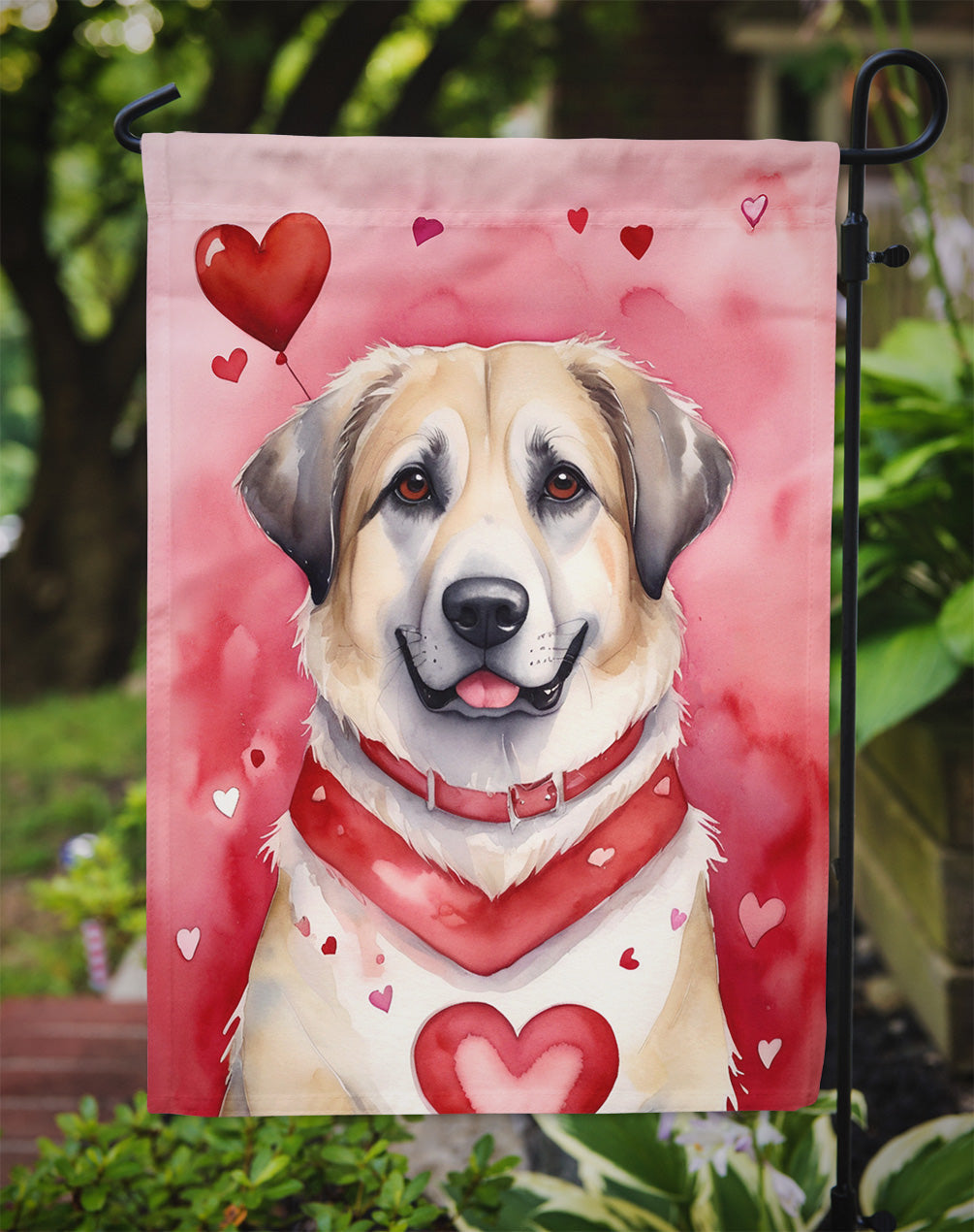 Anatolian Shepherd Dog My Valentine Garden Flag Mailbox Decorative Yard Banner Outside Patio Artwork for Flower Beds, Garden Size, Multicolor