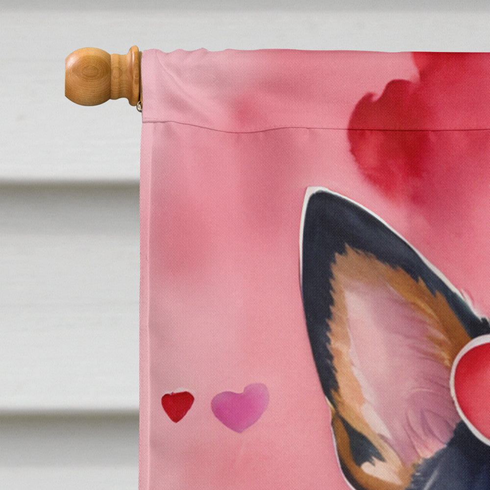 Australian Cattle Dog My Valentine House Flag 28x40 Porch Sleeve Pole Decorative Outside Yard Banner Artwork Wall Hanging, Polyester