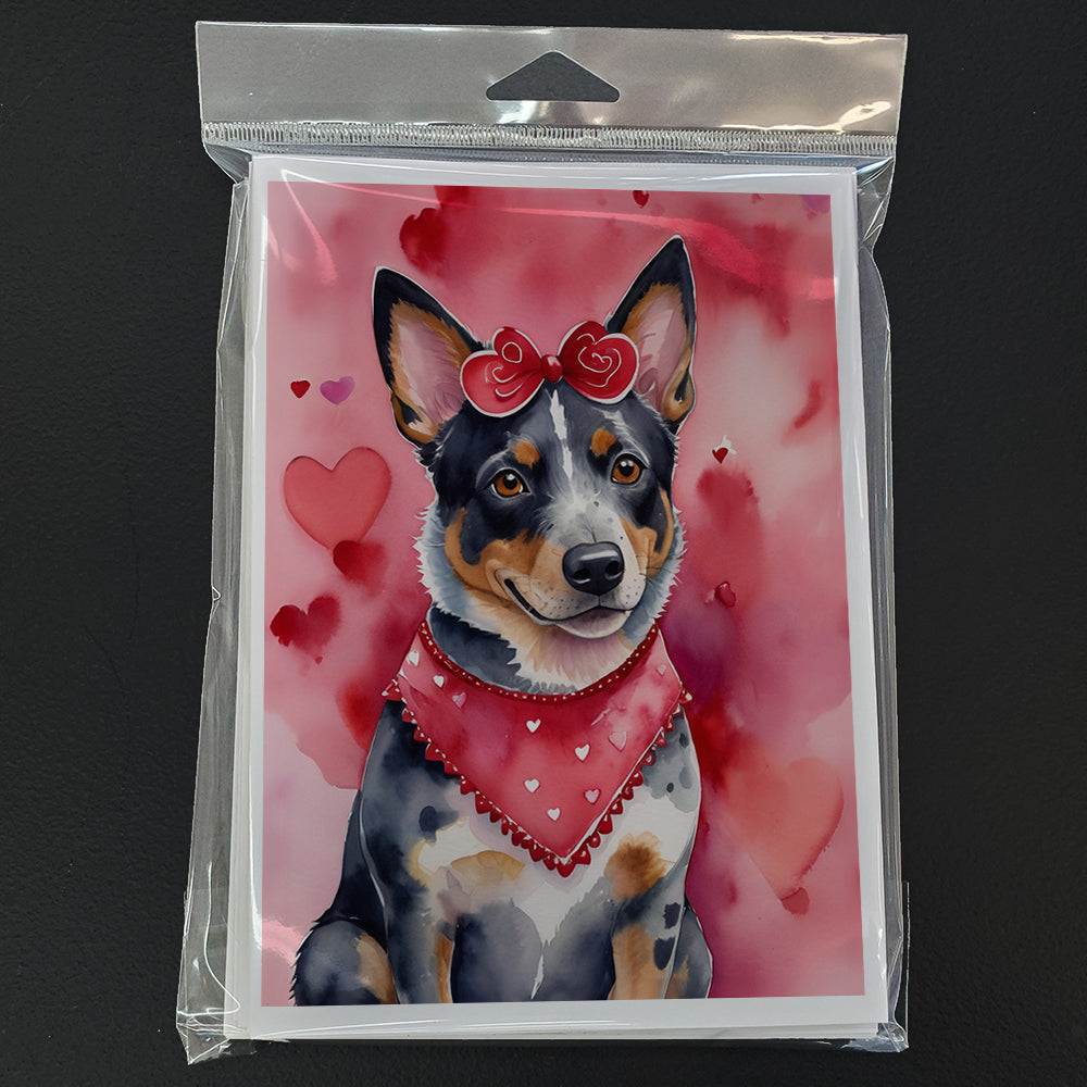 Australian Cattle Dog My Valentine Greeting Cards Pack of 8 Blank Cards with Envelopes Whimsical A7 Size 5x7