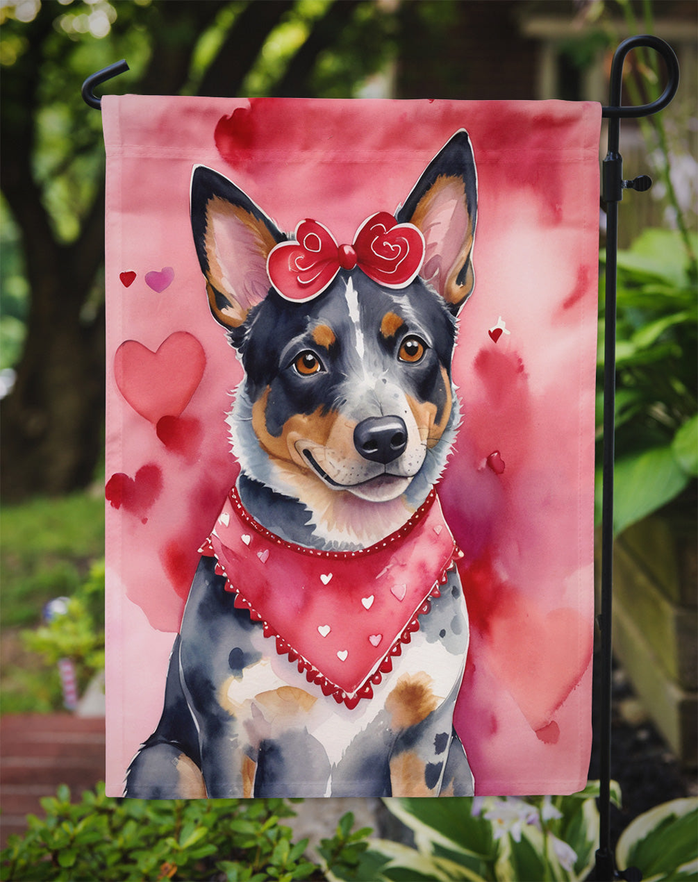 Australian Cattle Dog My Valentine Garden Flag Mailbox Decorative Yard Banner Outside Patio Artwork for Flower Beds, Garden Size, Multicolor