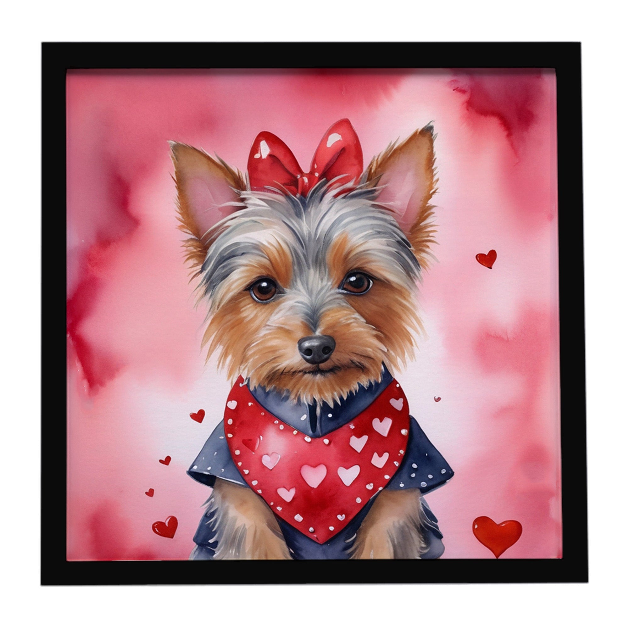 Australian Terrier My Valentine Framed Metal Print Bathroom, Kitchen, Office, Home Decor Wall Art Ready to Hang, Square, 8X8