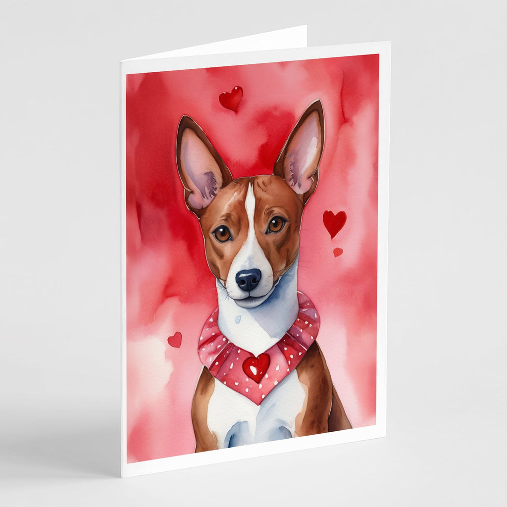 Basenji My Valentine Greeting Cards Pack of 8 Blank Cards with Envelopes Whimsical A7 Size 5x7