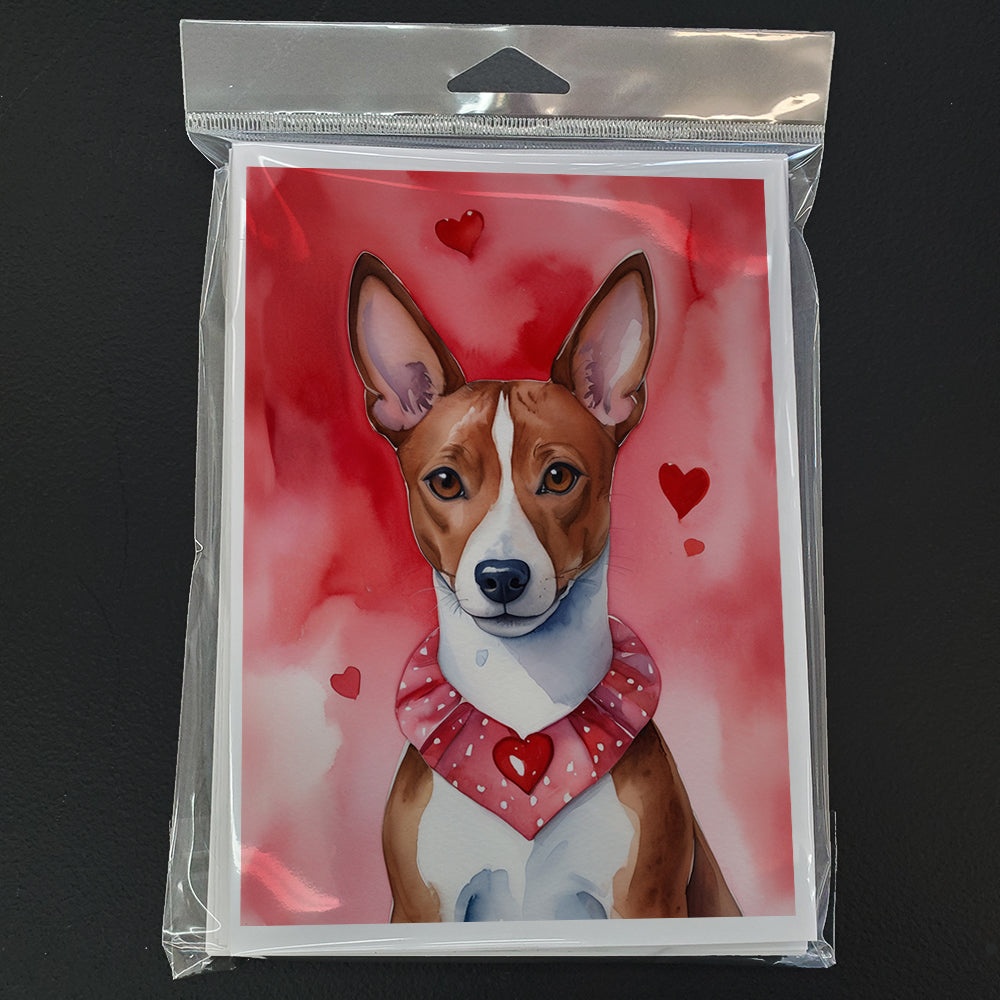 Basenji My Valentine Greeting Cards Pack of 8 Blank Cards with Envelopes Whimsical A7 Size 5x7
