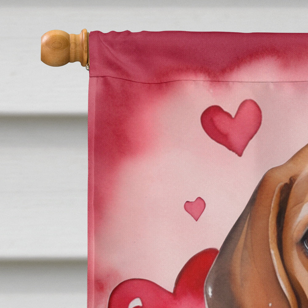 Beagle My Valentine House Flag 28x40 Porch Sleeve Pole Decorative Outside Yard Banner Artwork Wall Hanging, Polyester