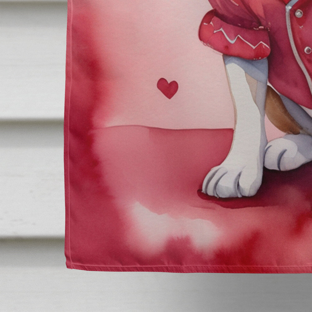 Beagle My Valentine House Flag 28x40 Porch Sleeve Pole Decorative Outside Yard Banner Artwork Wall Hanging, Polyester
