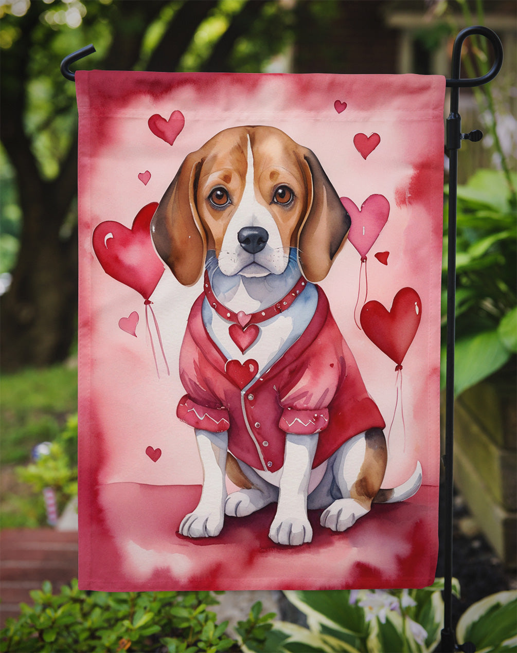 Beagle My Valentine Garden Flag Mailbox Decorative Yard Banner Outside Patio Artwork for Flower Beds, Garden Size, Multicolor