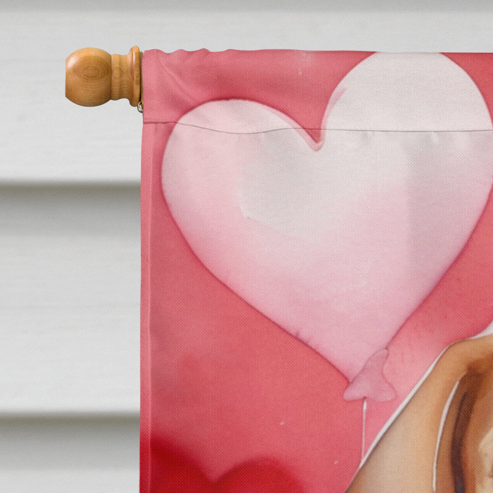 Beagle My Valentine House Flag 28x40 Porch Sleeve Pole Decorative Outside Yard Banner Artwork Wall Hanging, Polyester