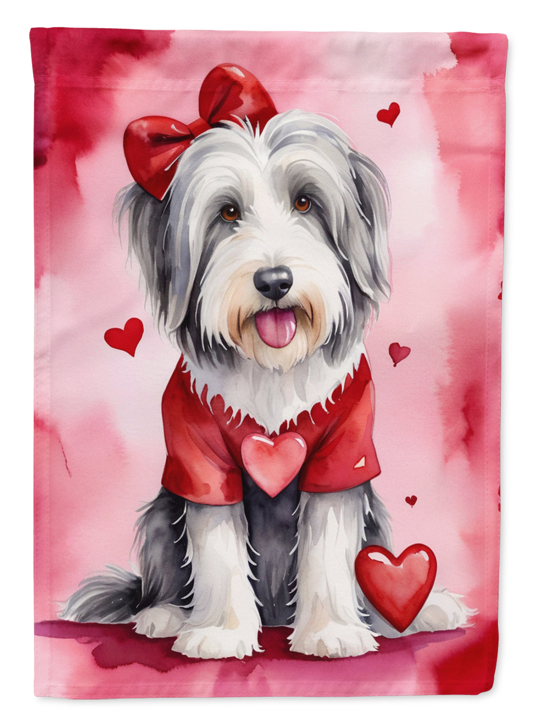 Bearded Collie My Valentine Garden Flag Mailbox Decorative Yard Banner Outside Patio Artwork for Flower Beds, Garden Size, Multicolor