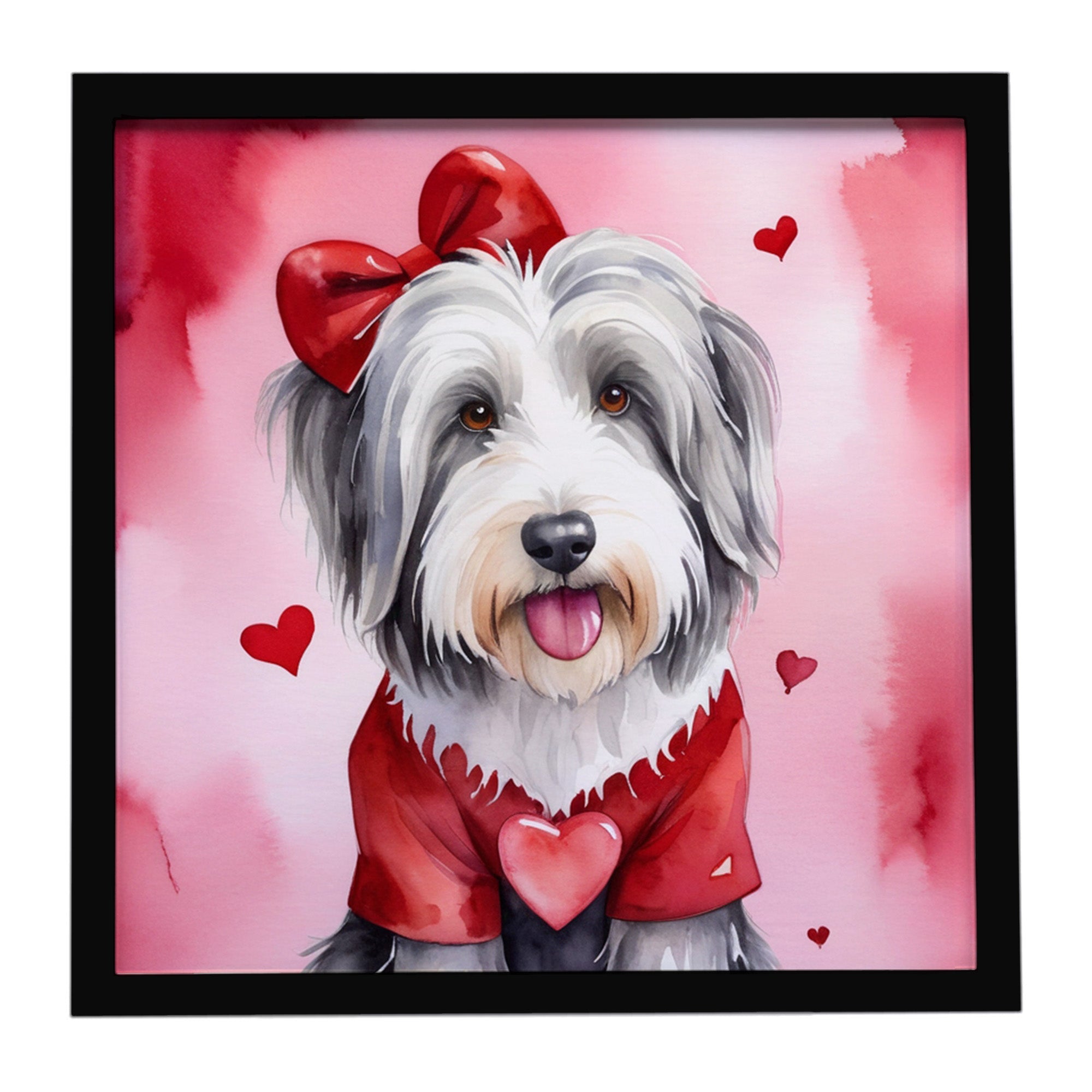 Bearded Collie My Valentine Framed Metal Print Bathroom, Kitchen, Office, Home Decor Wall Art Ready to Hang, Square, 8X8