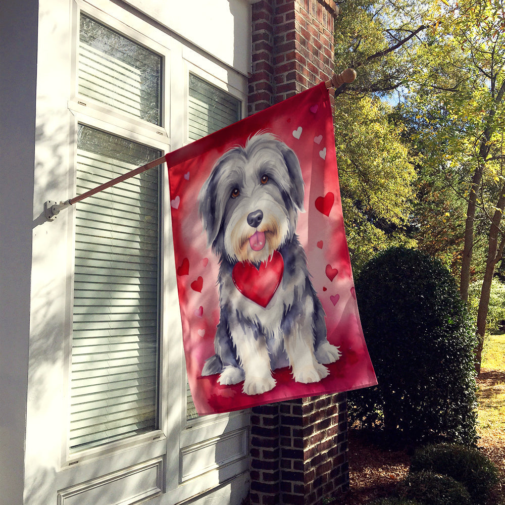 Bearded Collie My Valentine House Flag 28x40 Porch Sleeve Pole Decorative Outside Yard Banner Artwork Wall Hanging, Polyester