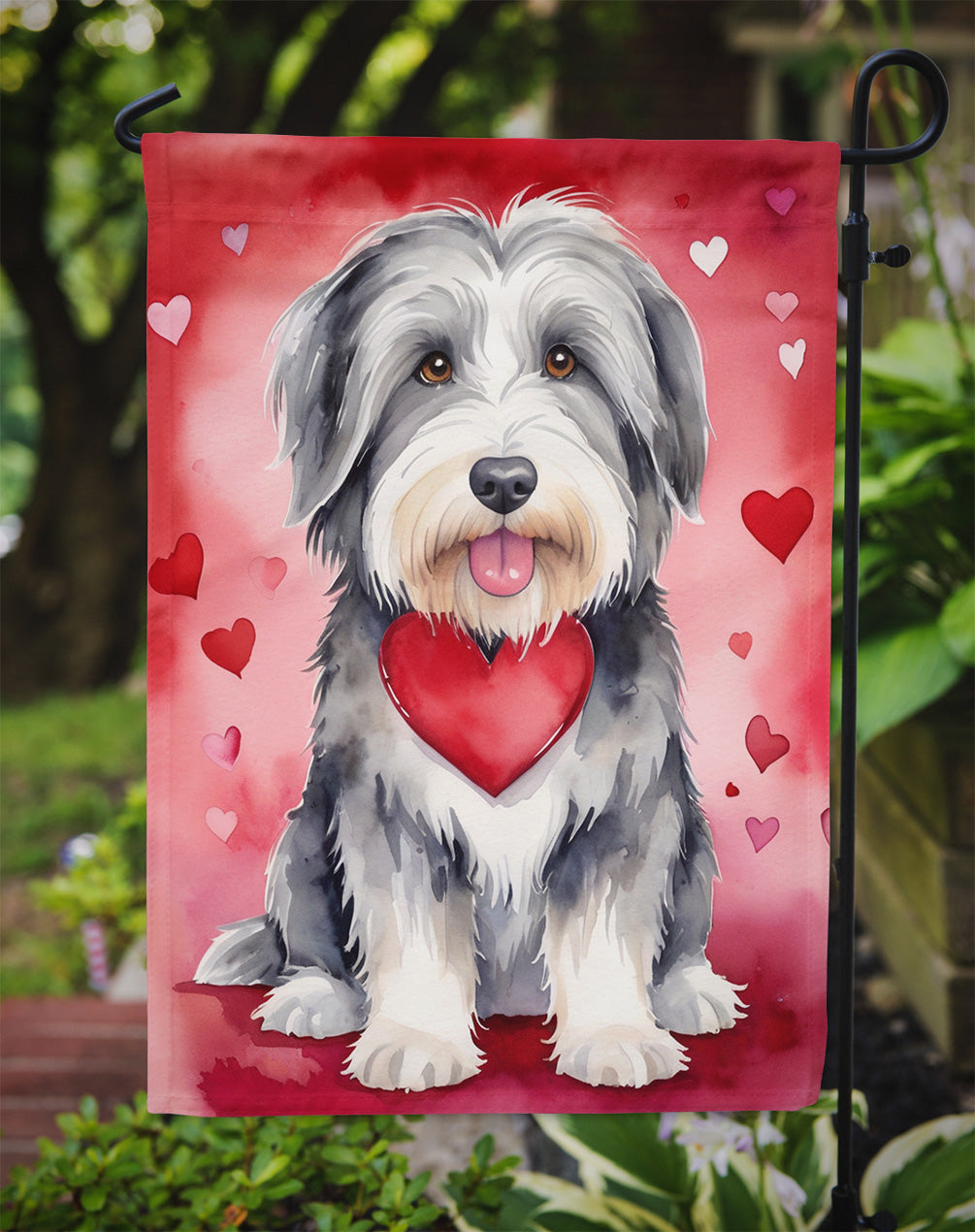 Bearded Collie My Valentine Garden Flag Mailbox Decorative Yard Banner Outside Patio Artwork for Flower Beds, Garden Size, Multicolor