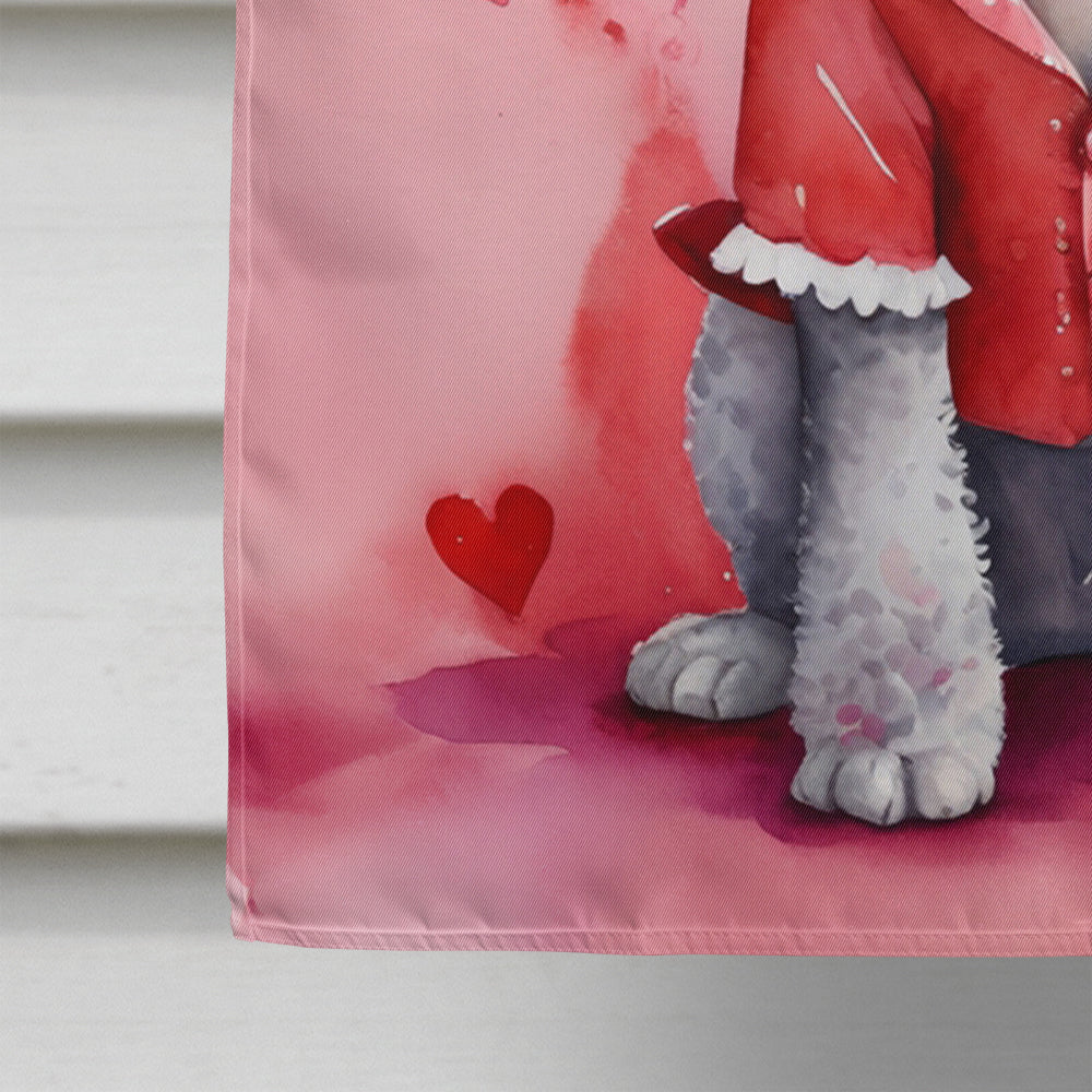 Bedlington Terrier My Valentine House Flag 28x40 Porch Sleeve Pole Decorative Outside Yard Banner Artwork Wall Hanging, Polyester