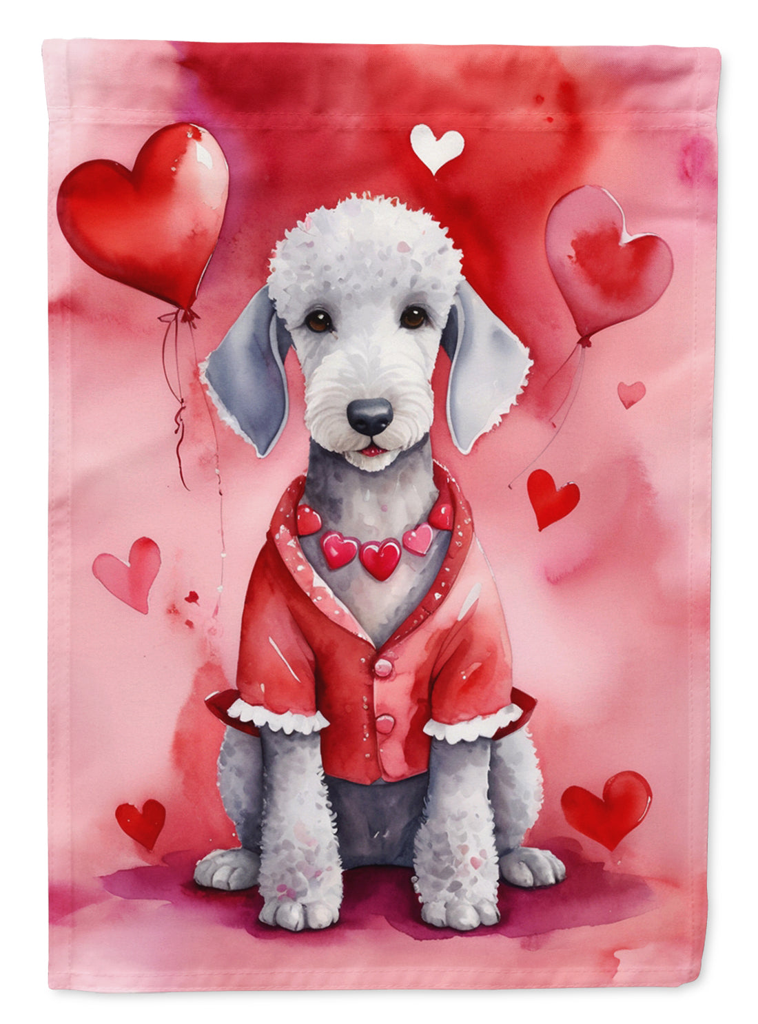 Bedlington Terrier My Valentine Garden Flag Mailbox Decorative Yard Banner Outside Patio Artwork for Flower Beds, Garden Size, Multicolor