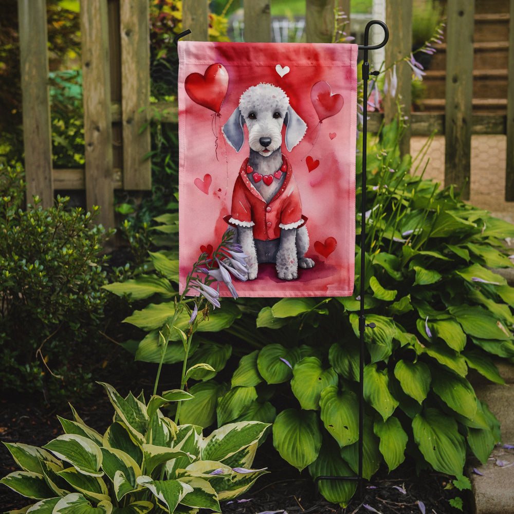 Bedlington Terrier My Valentine Garden Flag Mailbox Decorative Yard Banner Outside Patio Artwork for Flower Beds, Garden Size, Multicolor