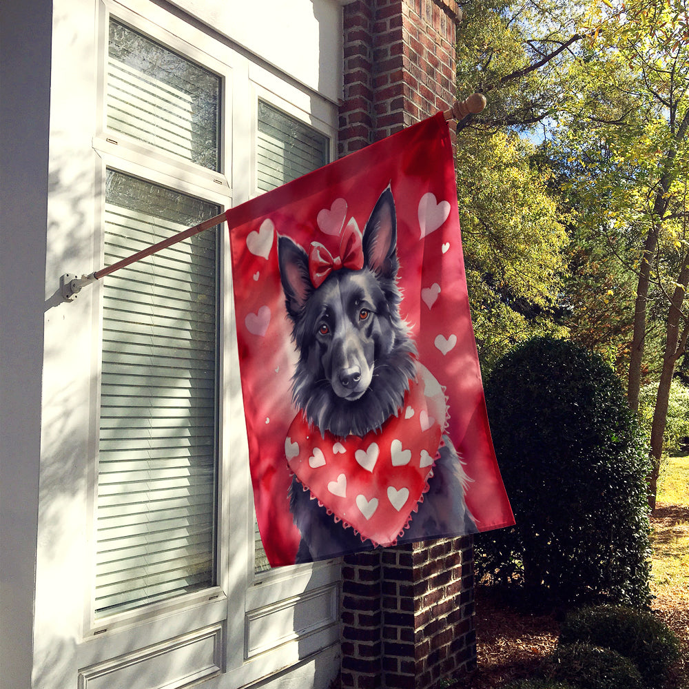 Belgian Sheepdog My Valentine House Flag 28x40 Porch Sleeve Pole Decorative Outside Yard Banner Artwork Wall Hanging, Polyester