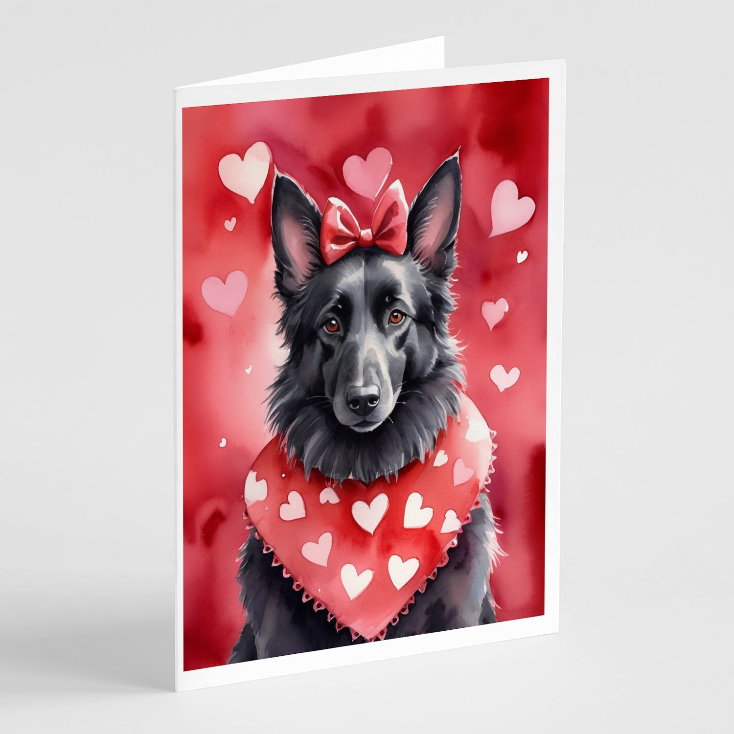 Belgian Sheepdog My Valentine Greeting Cards Pack of 8 Blank Cards with Envelopes Whimsical A7 Size 5x7