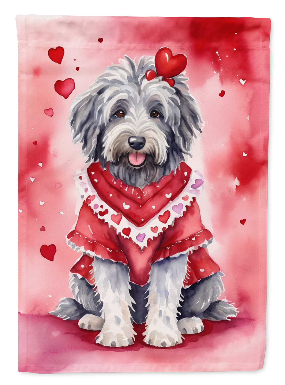 Bergamasco Sheepdog My Valentine Garden Flag Mailbox Decorative Yard Banner Outside Patio Artwork for Flower Beds, Garden Size, Multicolor