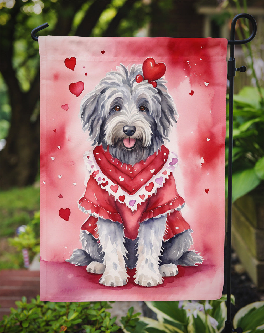 Bergamasco Sheepdog My Valentine Garden Flag Mailbox Decorative Yard Banner Outside Patio Artwork for Flower Beds, Garden Size, Multicolor