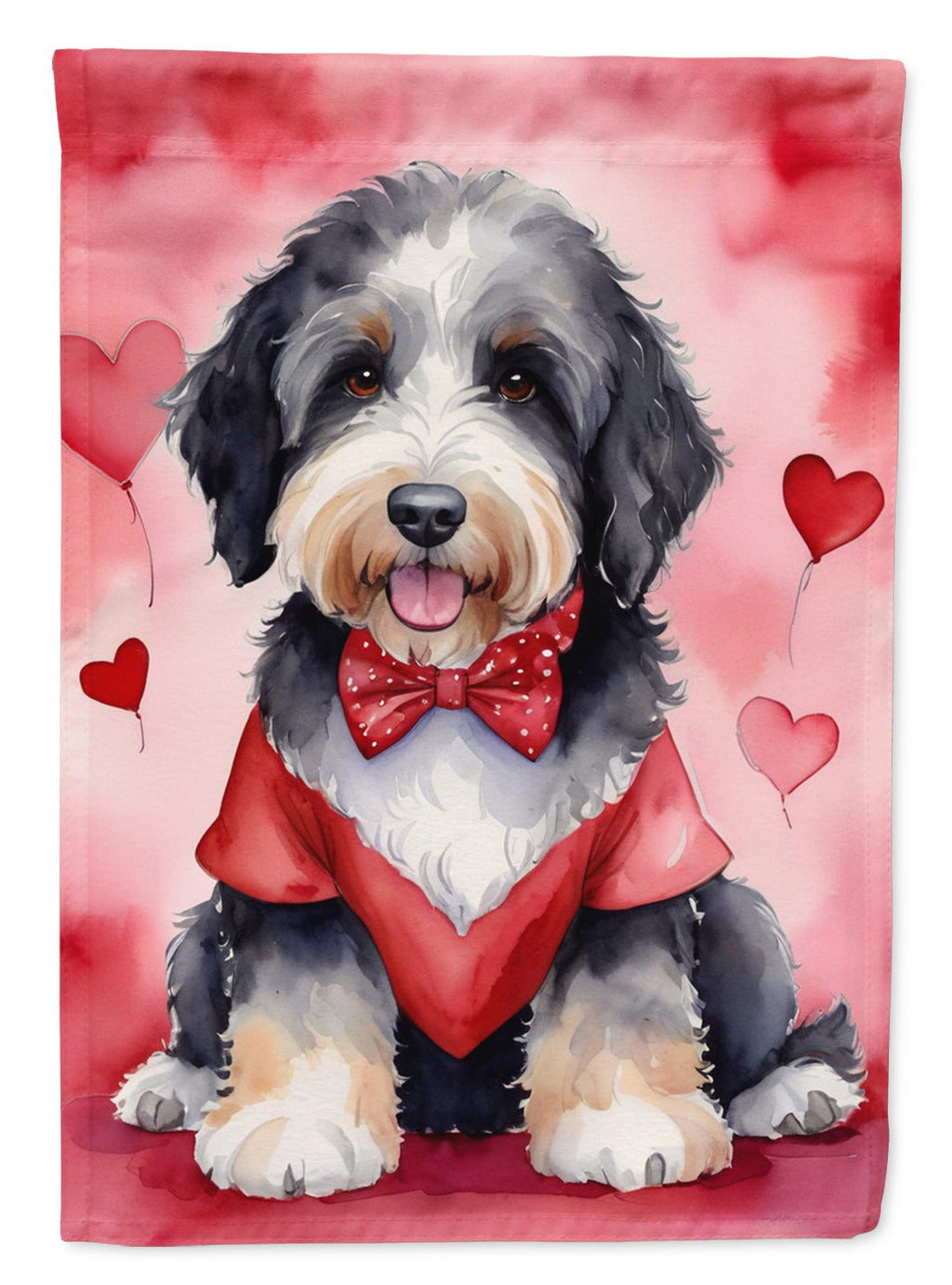 Bernedoodle My Valentine Garden Flag Mailbox Decorative Yard Banner Outside Patio Artwork for Flower Beds, Garden Size, Multicolor