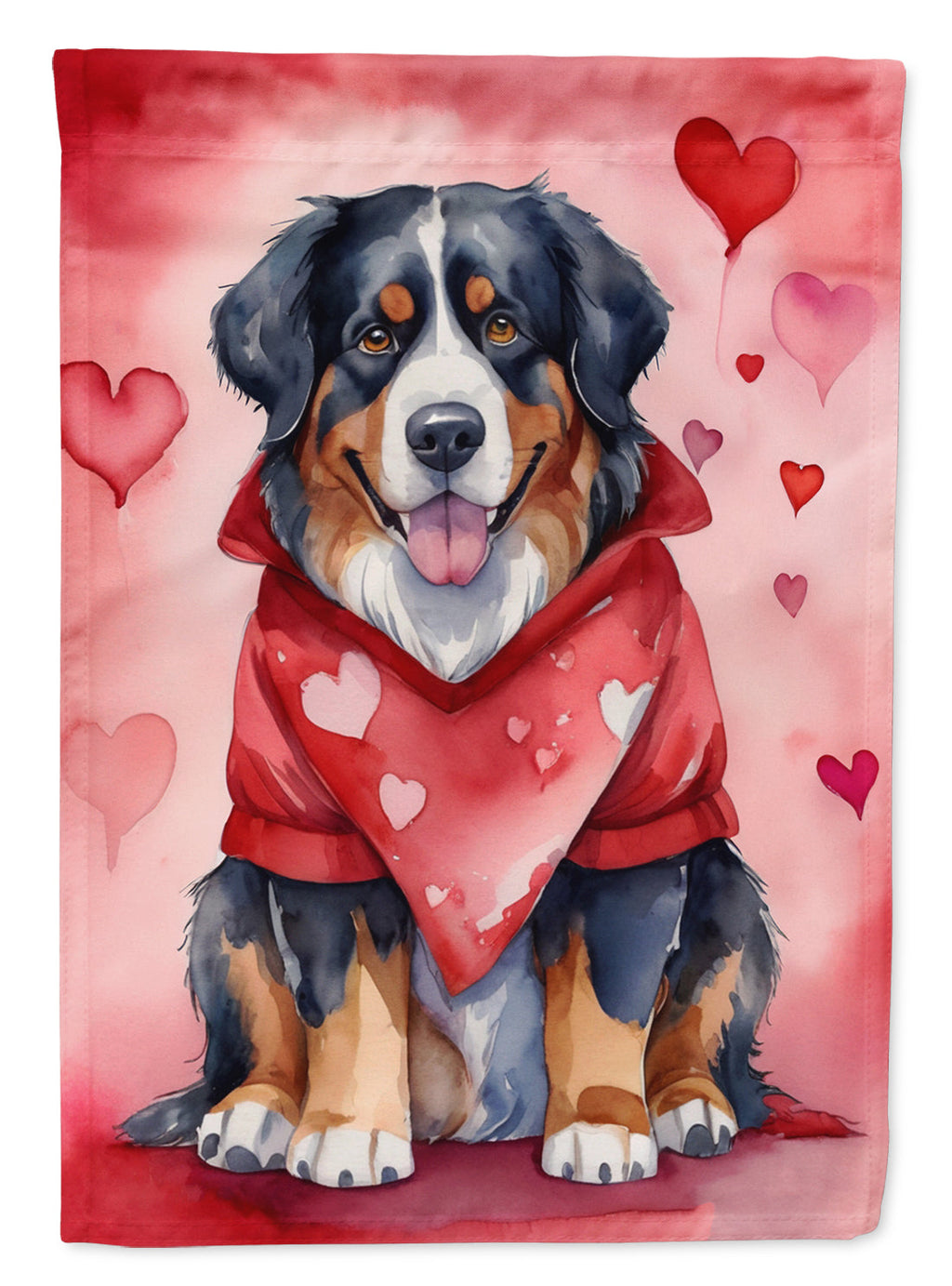 Bernese Mountain Dog My Valentine Garden Flag Mailbox Decorative Yard Banner Outside Patio Artwork for Flower Beds, Garden Size, Multicolor