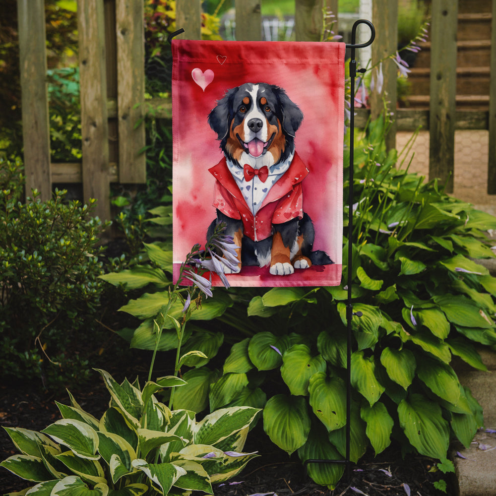 Bernese Mountain Dog My Valentine Garden Flag Mailbox Decorative Yard Banner Outside Patio Artwork for Flower Beds, Garden Size, Multicolor