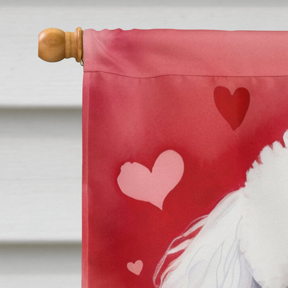 Bichon Frise My Valentine House Flag 28x40 Porch Sleeve Pole Decorative Outside Yard Banner Artwork Wall Hanging, Polyester