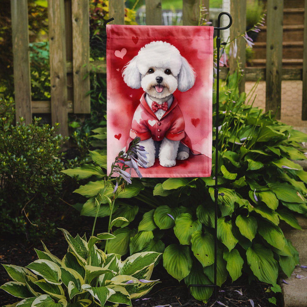 Bichon Frise My Valentine Garden Flag Mailbox Decorative Yard Banner Outside Patio Artwork for Flower Beds, Garden Size, Multicolor