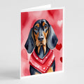 Black and Tan Coonhound My Valentine Greeting Cards Pack of 8 Blank Cards with Envelopes Whimsical A7 Size 5x7