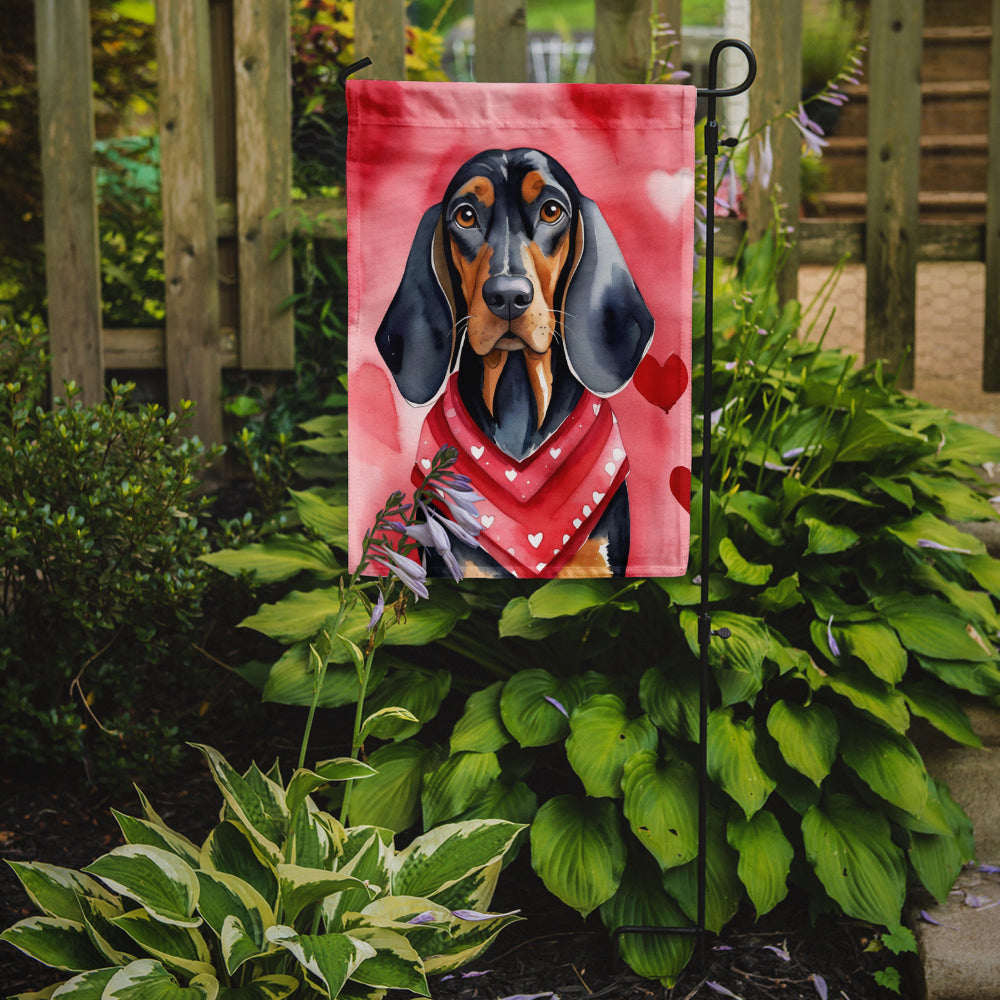 Black and Tan Coonhound My Valentine Garden Flag Mailbox Decorative Yard Banner Outside Patio Artwork for Flower Beds, Garden Size, Multicolor