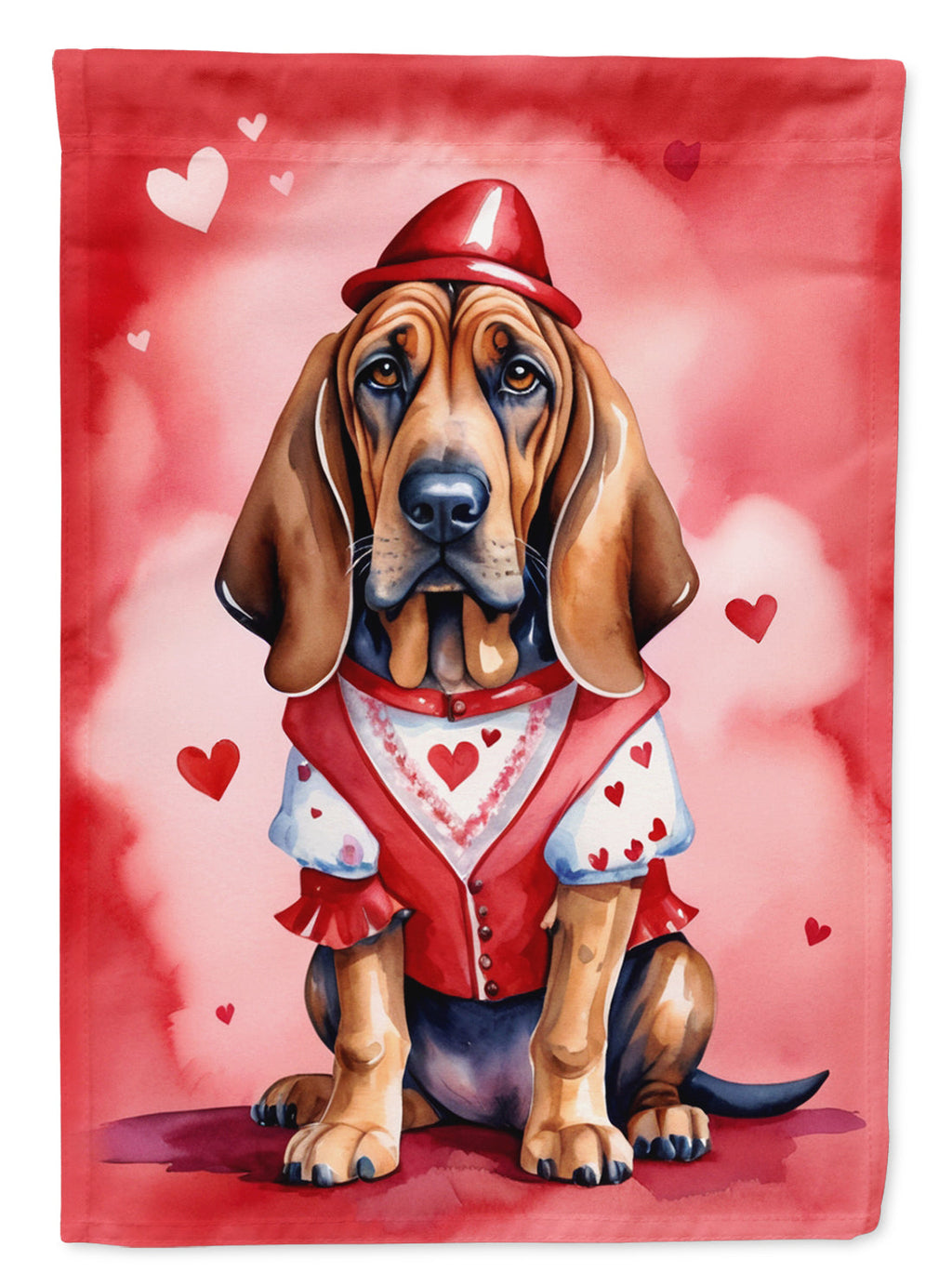 Bloodhound My Valentine House Flag 28x40 Porch Sleeve Pole Decorative Outside Yard Banner Artwork Wall Hanging, Polyester