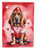 Bloodhound My Valentine House Flag 28x40 Porch Sleeve Pole Decorative Outside Yard Banner Artwork Wall Hanging, Polyester