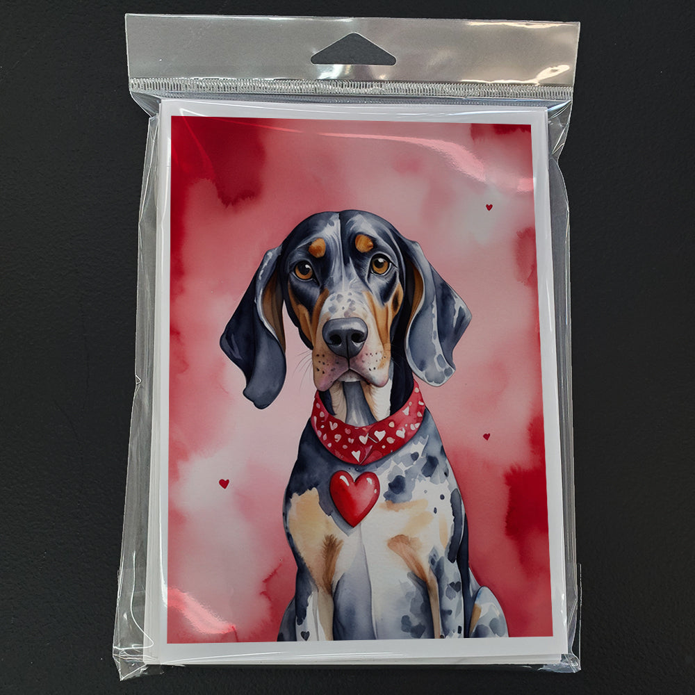 Bluetick Coonhound My Valentine Greeting Cards Pack of 8 Blank Cards with Envelopes Whimsical A7 Size 5x7