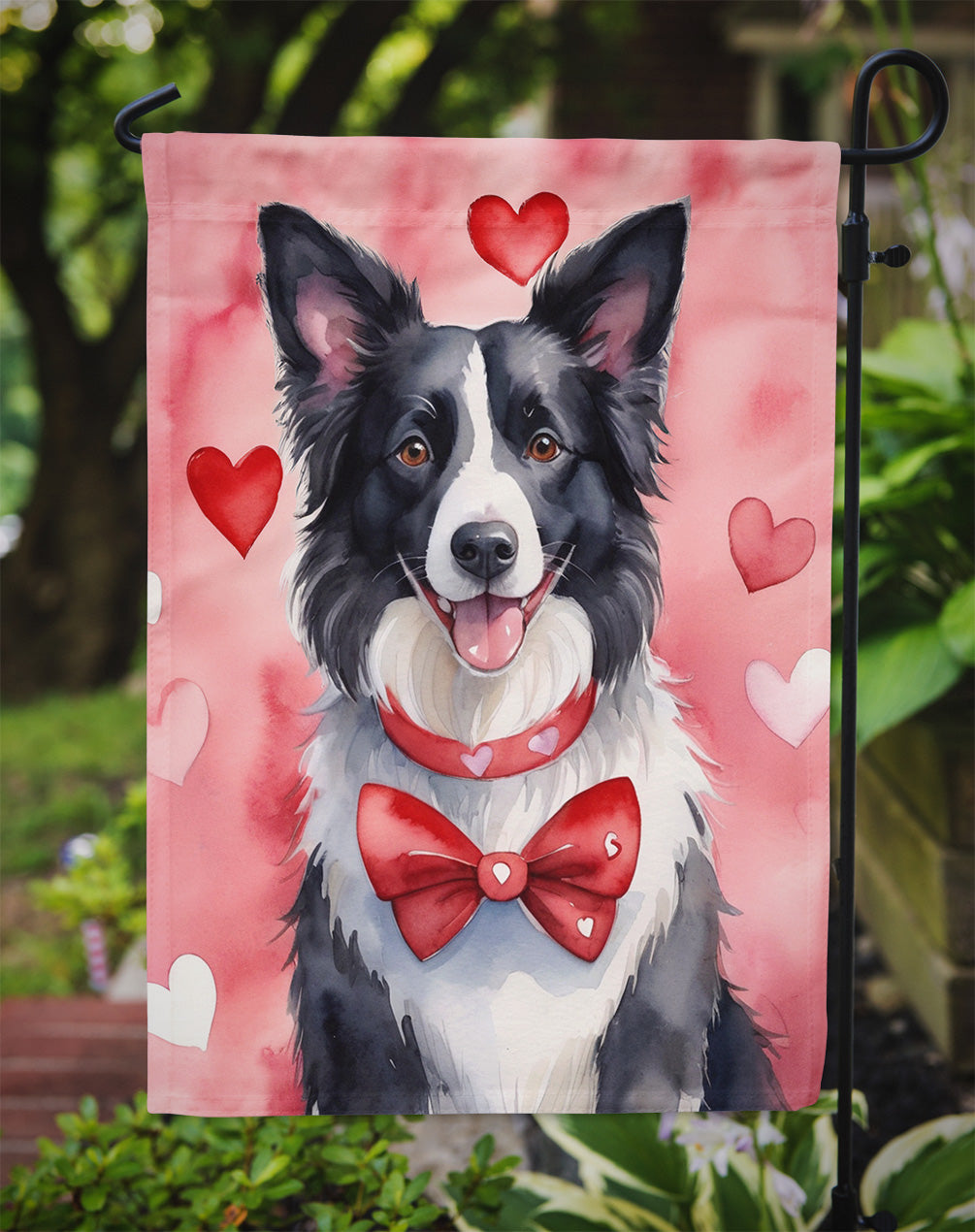 Border Collie My Valentine Garden Flag Mailbox Decorative Yard Banner Outside Patio Artwork for Flower Beds, Garden Size, Multicolor
