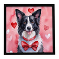 Border Collie My Valentine Framed Metal Print Bathroom, Kitchen, Office, Home Decor Wall Art Ready to Hang, Square, 8X8