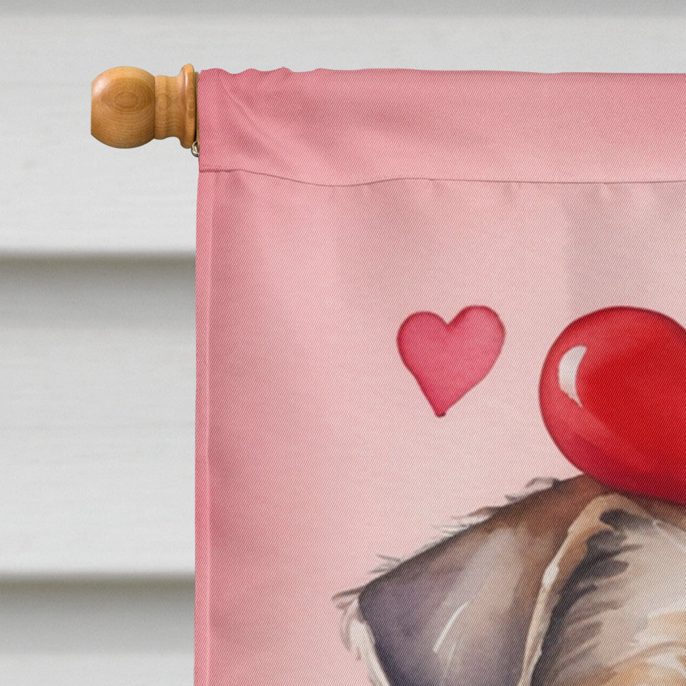 Border Terrier My Valentine House Flag 28x40 Porch Sleeve Pole Decorative Outside Yard Banner Artwork Wall Hanging, Polyester