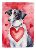 Borzoi My Valentine House Flag 28x40 Porch Sleeve Pole Decorative Outside Yard Banner Artwork Wall Hanging, Polyester