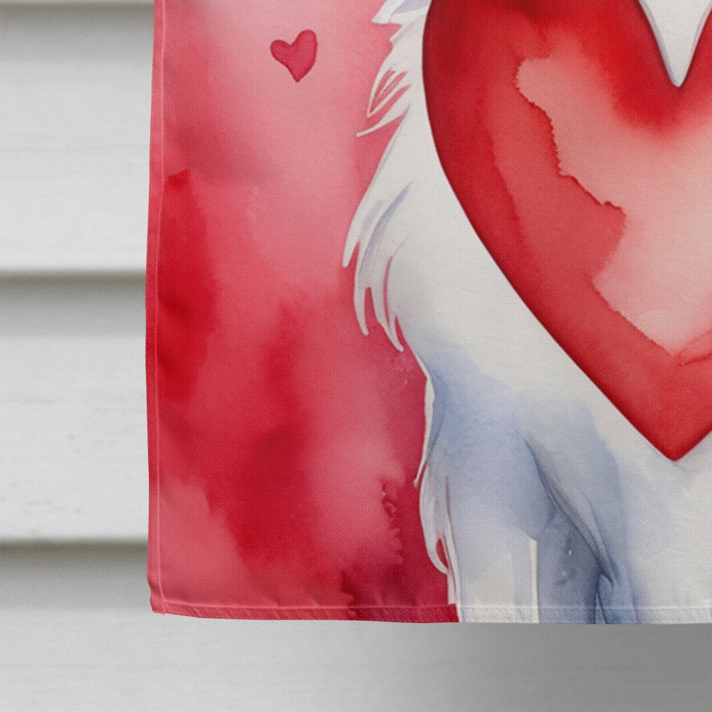 Borzoi My Valentine House Flag 28x40 Porch Sleeve Pole Decorative Outside Yard Banner Artwork Wall Hanging, Polyester