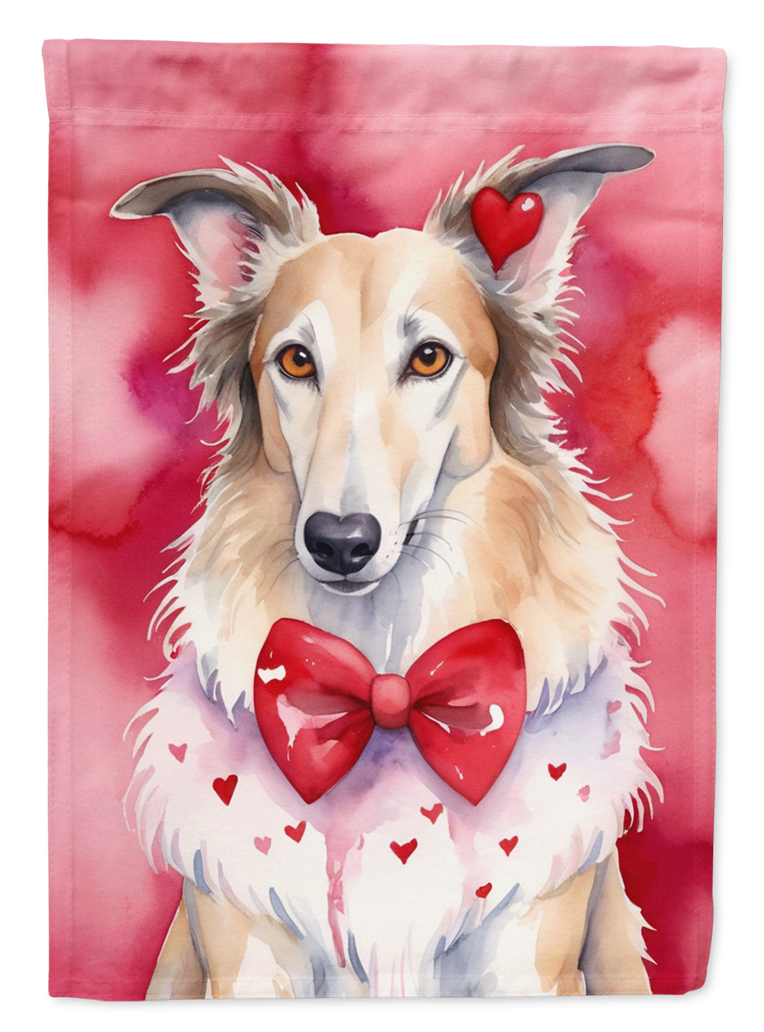 Borzoi My Valentine House Flag 28x40 Porch Sleeve Pole Decorative Outside Yard Banner Artwork Wall Hanging, Polyester