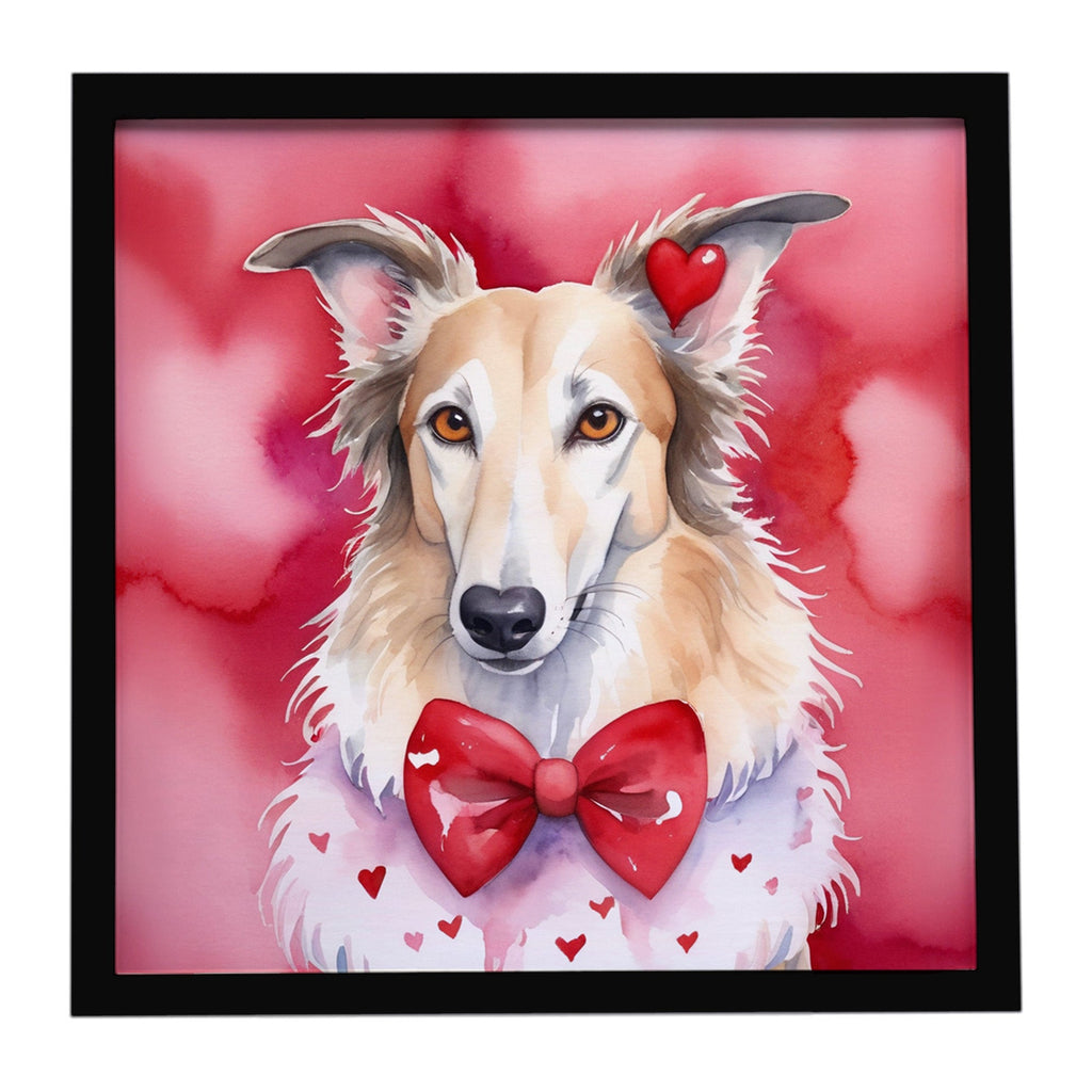 Borzoi My Valentine Framed Metal Print Bathroom, Kitchen, Office, Home Decor Wall Art Ready to Hang, Square, 8X8
