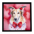 Borzoi My Valentine Framed Metal Print Bathroom, Kitchen, Office, Home Decor Wall Art Ready to Hang, Square, 8X8