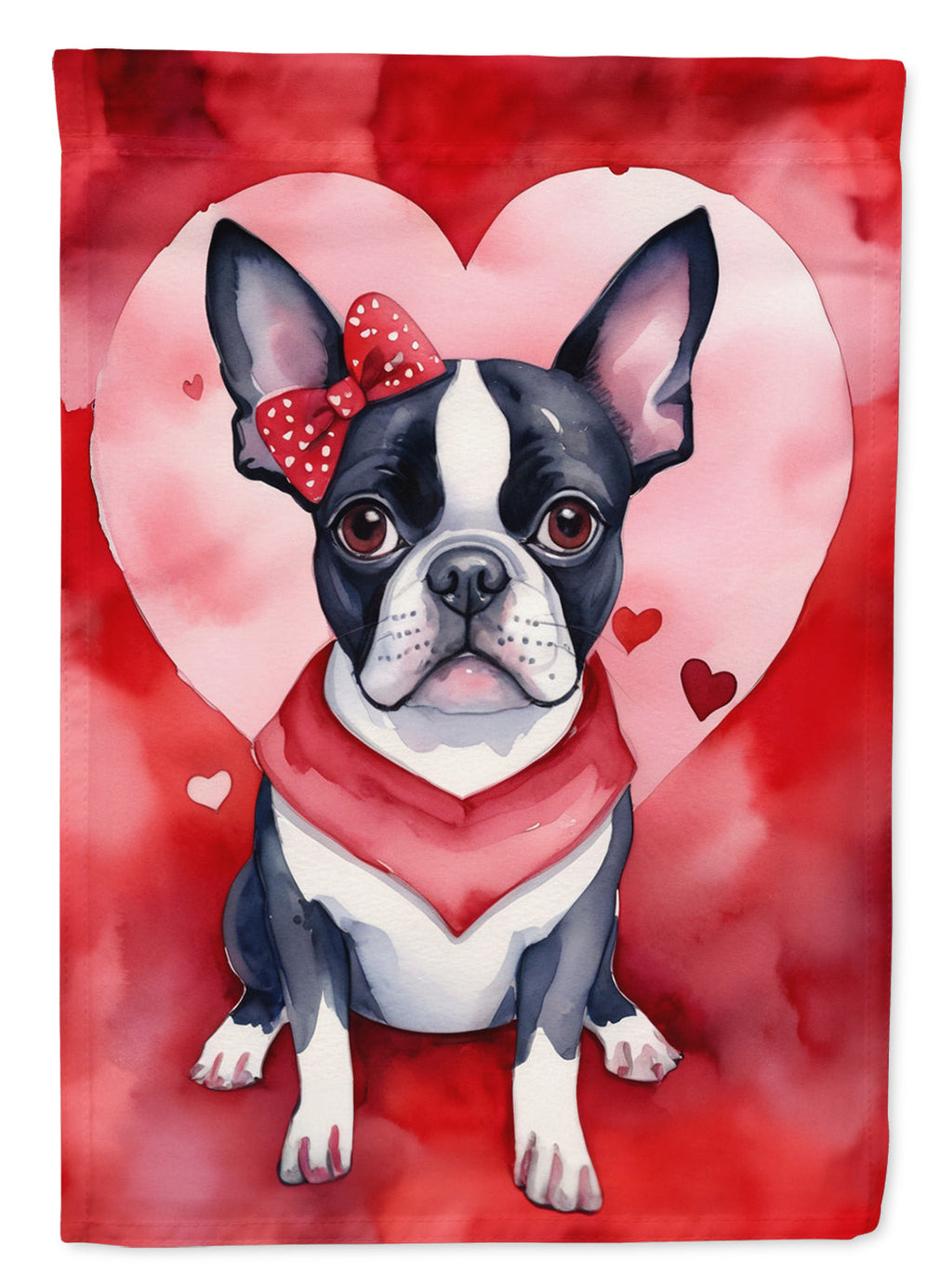 Boston Terrier My Valentine Garden Flag Mailbox Decorative Yard Banner Outside Patio Artwork for Flower Beds, Garden Size, Multicolor
