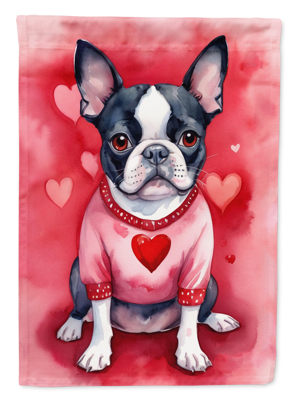 Boston Terrier My Valentine Garden Flag Mailbox Decorative Yard Banner Outside Patio Artwork for Flower Beds, Garden Size, Multicolor