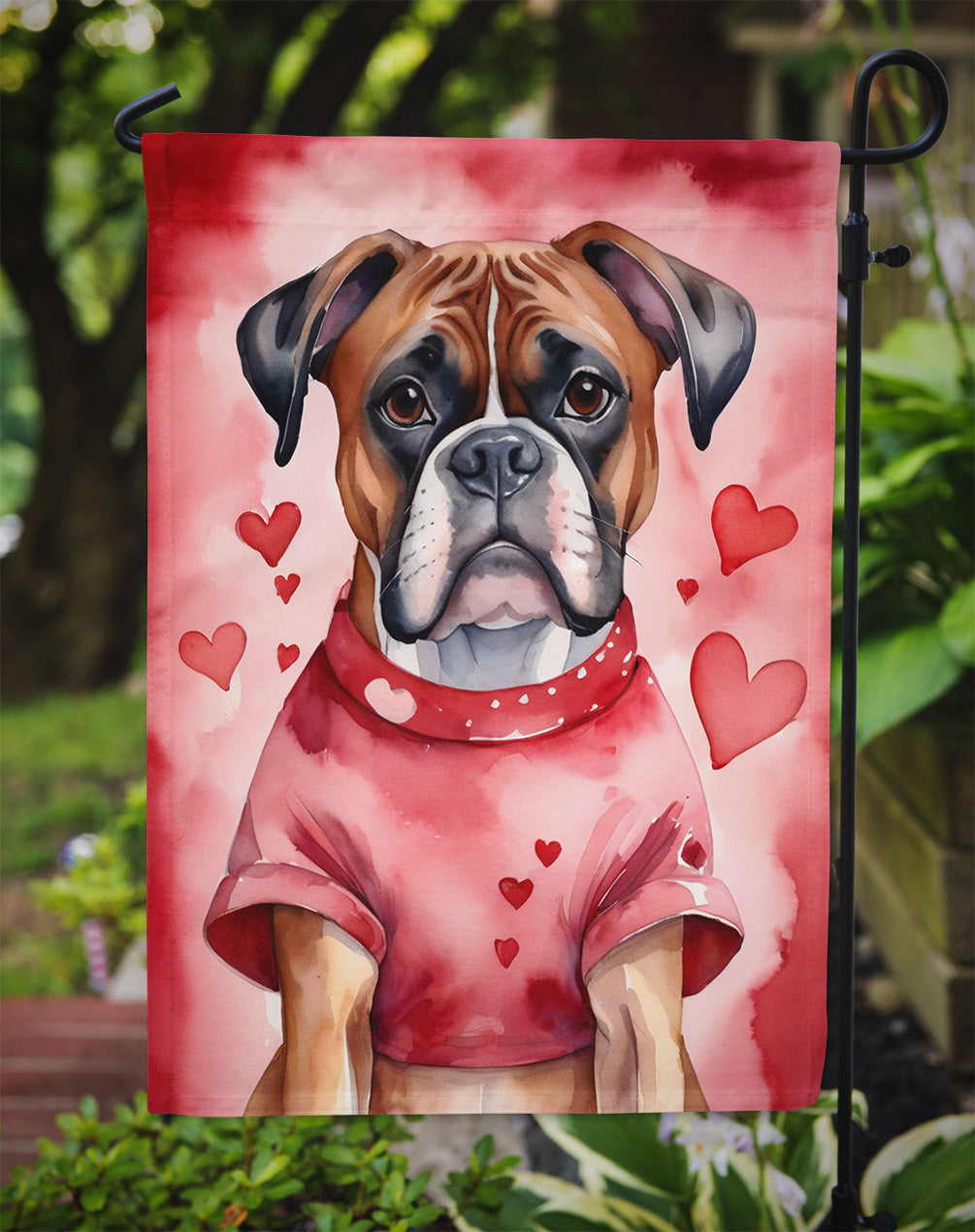 Boxer My Valentine Garden Flag Mailbox Decorative Yard Banner Outside Patio Artwork for Flower Beds, Garden Size, Multicolor