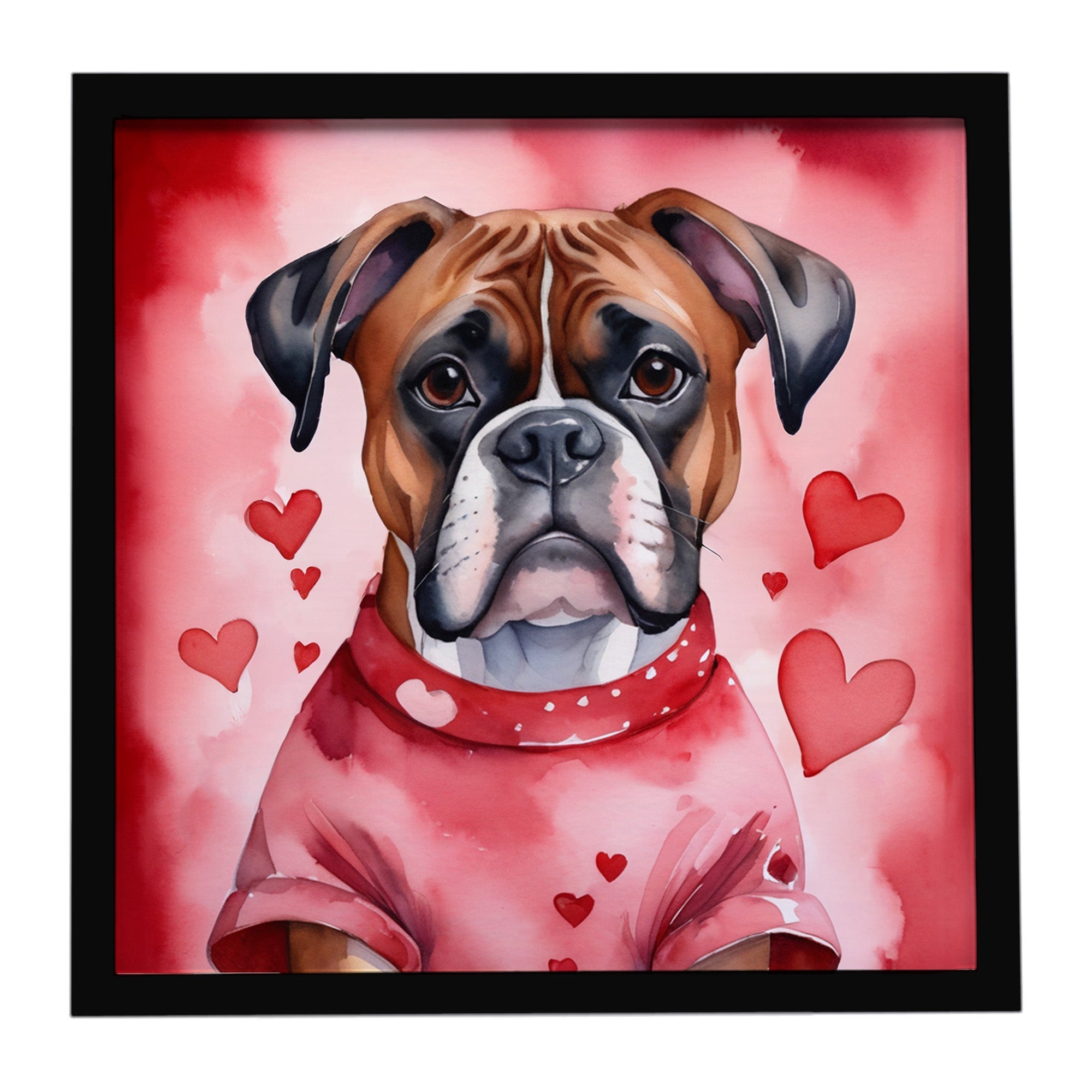 Boxer My Valentine Framed Metal Print Bathroom, Kitchen, Office, Home Decor Wall Art Ready to Hang, Square, 8X8
