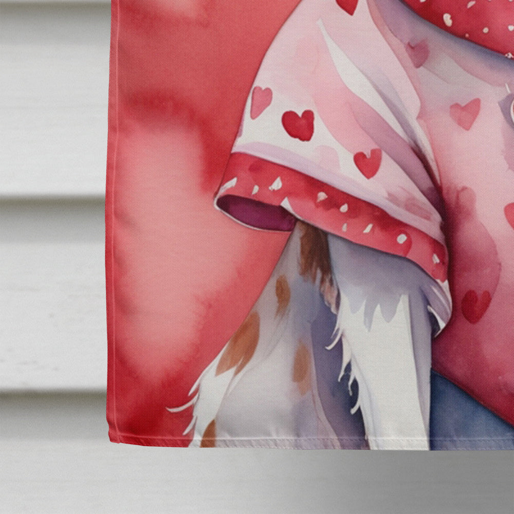 Brittany Spaniel My Valentine House Flag 28x40 Porch Sleeve Pole Decorative Outside Yard Banner Artwork Wall Hanging, Polyester