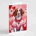 Brittany Spaniel My Valentine Greeting Cards Pack of 8 Blank Cards with Envelopes Whimsical A7 Size 5x7