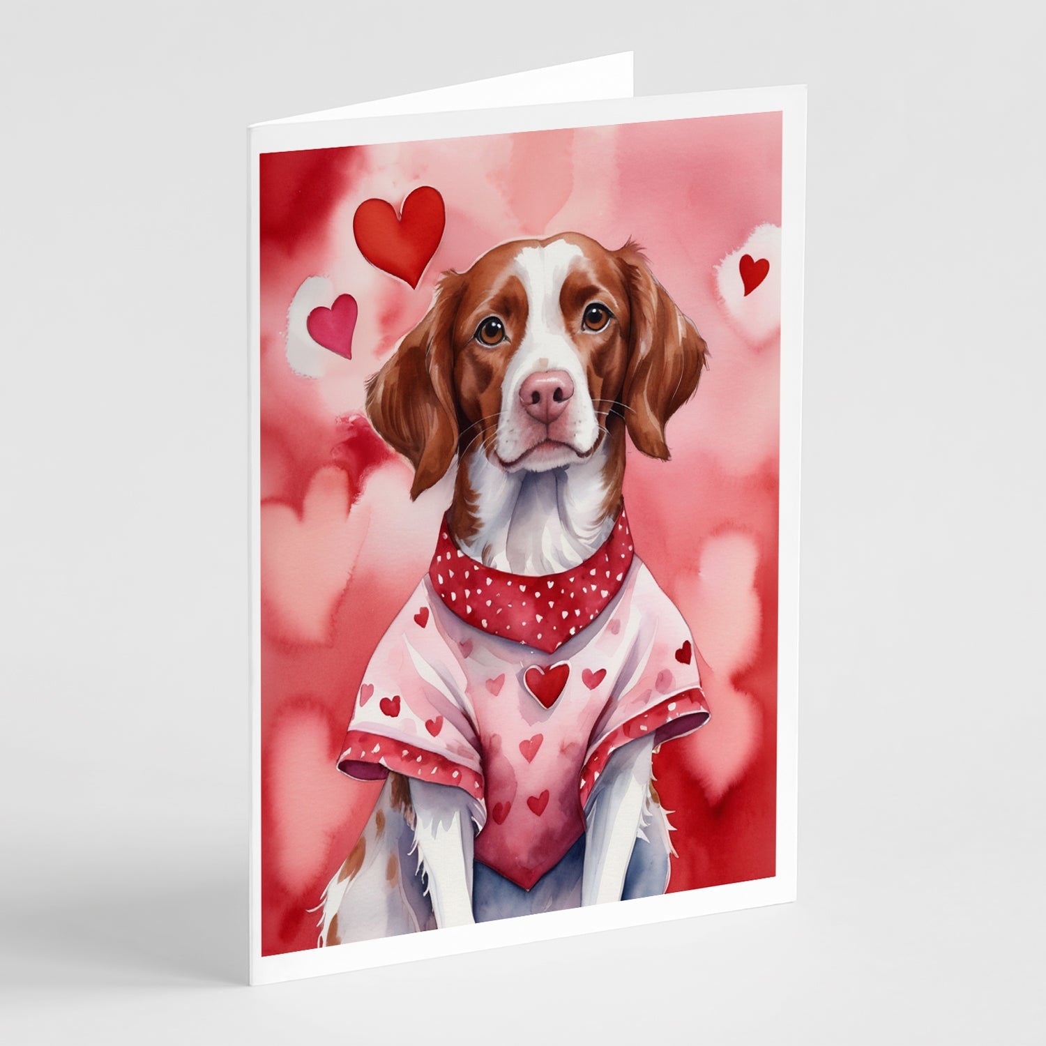 Brittany Spaniel My Valentine Greeting Cards Pack of 8 Blank Cards with Envelopes Whimsical A7 Size 5x7